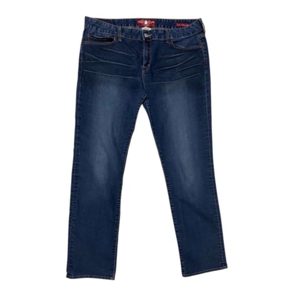 Lucky Brand Lola Straight Leg Jeans Women's 14/32 Ankle Dark Wash Blue Denim